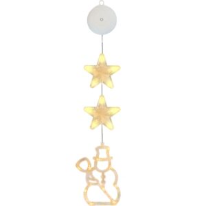 Kerstverlichting Raam Sneeuwpop - 82cm - Inclusief Batterijen - Kerstversiering met Zuignap