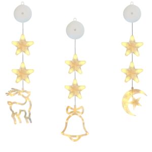 Kerstverlichting Raam Halve maan, Kerstbel, Rendier - 73-82cm - Inclusief Batterijen - Kerstversiering met Zuignap - Warm Wit