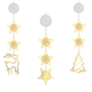 Kerstverlichting Raam Kerstboom, Rendier, Sterren - 73-82cm - Inclusief Batterijen - Kerstversiering met Zuignap - Warm Wit