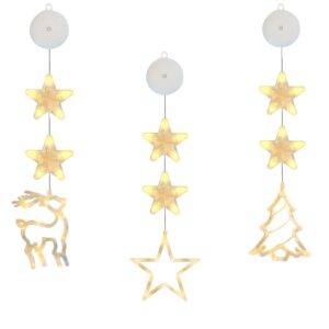 Kerstverlichting Raam Ster, Kerstboom, Rendier - 73-82cm - Inclusief Batterijen - Kerstversiering met Zuignap - Warm Wit