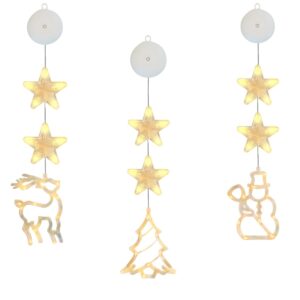 Kerstverlichting Raam Kerstboom, Rendier, Sneeuwpop - 73-82cm - Inclusief Batterijen - Kerstversiering met Zuignap - Warm Wit