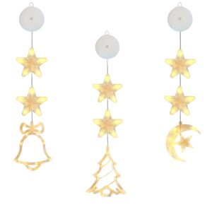 Kerstverlichting Raam Halve maan, Kerstboom, Rendier - 73-82cm - Inclusief Batterijen - Kerstversiering met Zuignap - Warm Wit