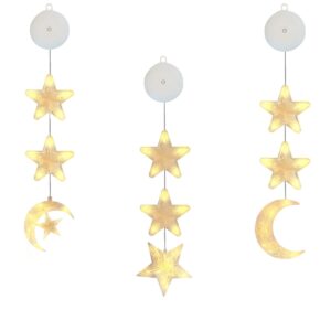 Kerstverlichting Raam Halve Maan, Maan, Sterren - 73-82cm - Inclusief Batterijen - Kerstversiering met Zuignap - Warm Wit