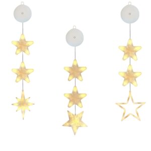 Kerstverlichting Raam Ster, Noorderster, Sterren - 73-82cm - Inclusief Batterijen - Kerstversiering met Zuignap - Warm Wit