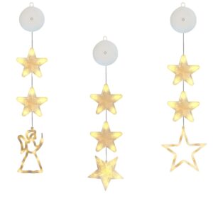 Kerstverlichting Raam Engel, Ster, Sterren - 73-82cm - Inclusief Batterijen - Kerstversiering met Zuignap - Warm Wit