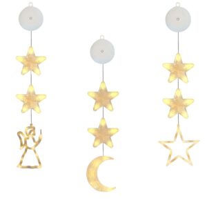 Kerstverlichting Raam Engel, Ster, Maan - 73-82cm - Inclusief Batterijen - Kerstversiering met Zuignap - Warm Wit