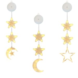 Kerstverlichting Raam Halve maan, Ster, Maan - 73-82cm - Inclusief Batterijen - Kerstversiering met Zuignap - Warm Wit