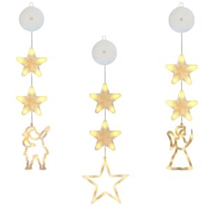 Kerstverlichting Raam Engel, Ster, Kerstman - 73-82cm - Inclusief Batterijen - Kerstversiering met Zuignap - Warm Wit