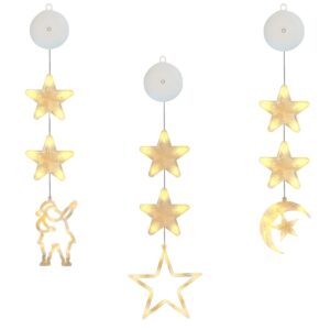 Kerstverlichting Raam Halve maan, Ster, Kerstman - 73-82cm - Inclusief Batterijen - Kerstversiering met Zuignap - Warm Wit