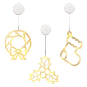 Kerstverlichting Raam Kerstsok + Mistletoe + Kerstkrans - ø18cm - Inclusief Batterijen - Kerstversiering met Zuignap