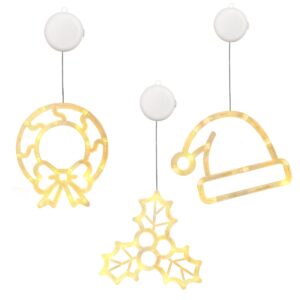 Kerstverlichting Raam Kerstmuts + Mistletoe + Kerstkrans - ø18cm - Inclusief Batterijen - Kerstversiering met Zuignap