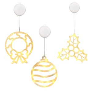 Kerstverlichting Raam Mistletoe + Kerstkrans + Kerstbal - ø18cm - Inclusief Batterijen - Kerstversiering met Zuignap