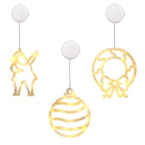 Kerstverlichting Raam Kerstkrans + Kerstbal + Kerstman - ø18cm - Inclusief Batterijen - Kerstversiering met Zuignap