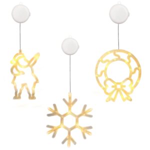 Kerstverlichting Raam Kerstkrans + Kerstman + Sneeuwvlok - ø18cm - Inclusief Batterijen - Kerstversiering met Zuignap