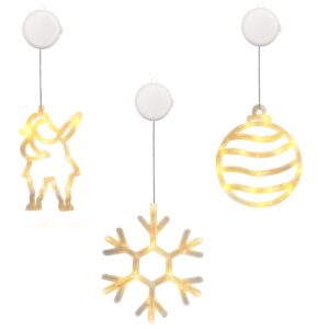 Kerstverlichting Raam Kerstbal + Kerstman + Sneeuwvlok - ø18cm - Inclusief Batterijen - Kerstversiering met Zuignap