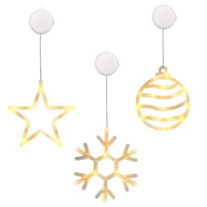 Kerstverlichting Raam Kerstbal + Sneeuwvlok + Kerstster - ø18cm - Inclusief Batterijen - Kerstversiering met Zuignap