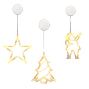 Kerstverlichting Raam Kerstman + Kerstster + Kerstboom - ø18cm - Inclusief Batterijen - Kerstversiering met Zuignap