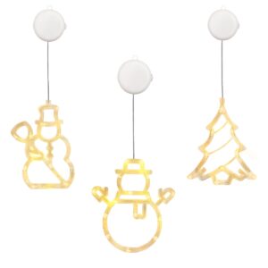 Kerstverlichting Raam Kerstboom + Sneeuwpop met Bezem + Sneeuwpop met Twee Armen - ø18cm - Inclusief Batterijen - Kerstversiering met Zuignap