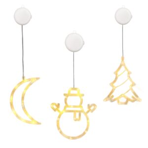 Kerstverlichting Raam Kerstboom + Sneeuwpop met Twee Armen + Maan - ø18cm - Inclusief Batterijen - Kerstversiering met Zuignap