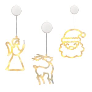 Kerstverlichting Raam Rendier + Kerstengel + Kerstman - ø18cm - Inclusief Batterijen - Kerstversiering met Zuignap