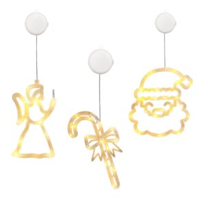 Kerstverlichting Raam Zuurstok + Kerstengel + Kerstman - ø18cm - Inclusief Batterijen - Kerstversiering met Zuignap