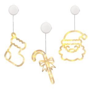 Kerstverlichting Raam Zuurstok + Kerstman + Kerstsok - ø18cm - Inclusief Batterijen - Kerstversiering met Zuignap