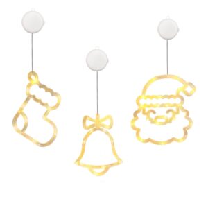 Kerstverlichting Raam Kerstbel + Kerstman + Kerstsok - ø18cm - Inclusief Batterijen - Kerstversiering met Zuignap
