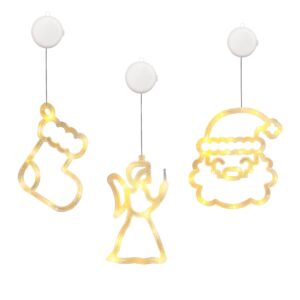 Kerstverlichting Raam Kerstengel + Kerstman Gezicht + Kerstsok - ø18cm - Inclusief Batterijen - Kerstversiering met Zuignap