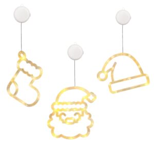 Kerstverlichting Raam Kerstman Gezicht + Kerstsok + Kerstmuts - ø18cm - Inclusief Batterijen - Kerstversiering met Zuignap