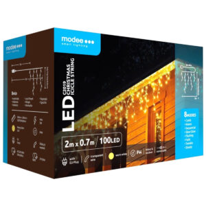 Modee IJspegel Verlichting Buiten 2 Meter - Kerstverlichting voor Buiten en Binnen - Verlengbaar - 70cm Hoog - 100 LED Lampjes - 8 Lichtstanden - IP44 - 2700K - Warm Wit Licht - 5 stuks