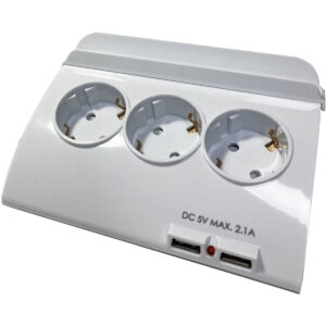 Technik Stekkerdoos met USB en Schakelaar 1.5 Meter - 5-Voudig en 2x USB - Stekkerdoos Bureau - Verlengsnoer met Stekkerdoos - Wit