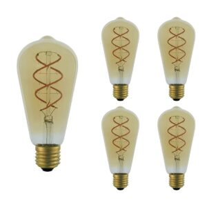 VITO LED Filament Edisonlamp ST64 E27 - 4W (vervangt 40W) - 400lm - 2200K (Amber) - 220-240V - Energiezuinig - 5 stuks
