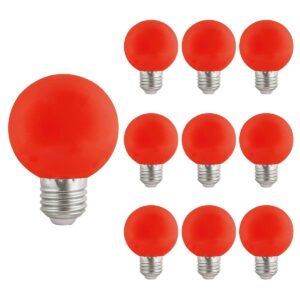 VITO LED Lamp G45 E27 - 3W (vervangt 20W) - 180lm - Rood Licht - 180-240V - Flikkervrij - Energiezuinig - 10 stuks