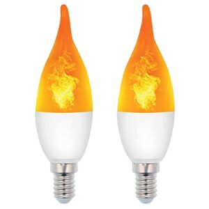 VITO LED Vlam-Effect Kaarslamp E14 - 3W (vervangt 15W) - 120lm - 1400K Amber - 230V - Realistisch Vlamlicht - 2 stuks