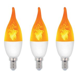 VITO LED Vlam-Effect Kaarslamp E14 - 3W (vervangt 15W) - 120lm - 1400K Amber - 230V - Realistisch Vlamlicht - 3 stuks