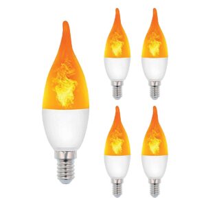 VITO LED Vlam-Effect Kaarslamp E14 - 3W (vervangt 15W) - 120lm - 1400K Amber - 230V - Realistisch Vlamlicht - 5 stuks