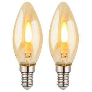 VITO LED Vlam-Effect Kaarslamp E14 - 1W (vervangt 10W) - 50lm - 1800K Amber - 230V - Realistisch Flikkerend Vlamlicht - 2 stuks