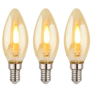 VITO LED Vlam-Effect Kaarslamp E14 - 1W (vervangt 10W) - 50lm - 1800K Amber - 230V - Realistisch Flikkerend Vlamlicht - 3 stuks