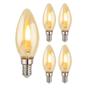 VITO LED Vlam-Effect Kaarslamp E14 - 1W (vervangt 10W) - 50lm - 1800K Amber - 230V - Realistisch Flikkerend Vlamlicht - 5 stuks