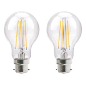 VITO LED Filament Lamp A60 B22 - 8W (vervangt 75W) - 1000lm - 2700K - Ø64mm - 220-240V - Energiezuinig - 2 stuks