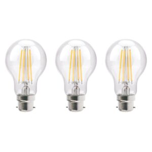 VITO LED Filament Lamp A60 B22 - 8W (vervangt 75W) - 1000lm - 2700K - Ø64mm - 220-240V - Energiezuinig - 3 stuks