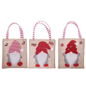 Kerst Cadeautasjes - Set van 3 - Kerstkabouter Ontwerp - Jute Cadeautas - Decoratief & Herbruikbaar - Perfect voor Kleine Cadeaus & Traktaties