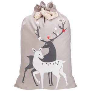 Grijze kerstzak in kerstman-stijl - 50×70cm - grote polyester cadeauzak