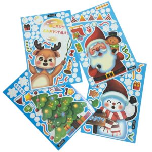Kerst Raamstickers - Set van 4 - Winter & Kerstman Thema - Herbruikbare Stickers voor Ramen - Statische Raamdecoratie voor Kerstmis