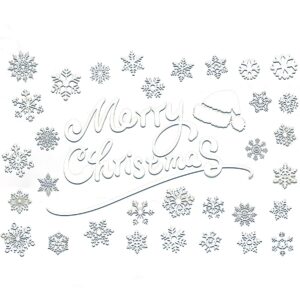 Kerst Raamstickers - Merry Christmas met Sneeuwvlokken - Herbruikbare Statische Raamfolie - Kerst Decoratie voor Ramen