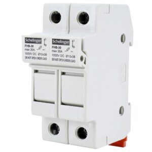 Schelinger Zekeringhouder 2-polig ø10×38mm - 1000V DC - Max. 32A - DIN-rail 35mm - IP20