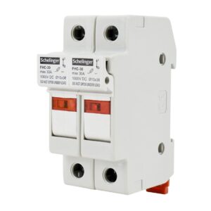 Schelinger Zekeringhouder 2-polig ø10×38mm - 1000V DC - Max. 32A - DIN-rail 35mm - IP20