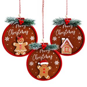 Kerst Hangers - Gingerbread Ornamenten Set - 3 Stuks - Kerstkoekje Decoratie - Kerstboom Versiering - Merry Christmas Hangers