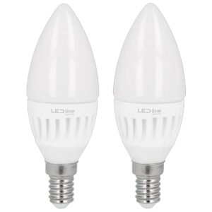 LED line PRIME LED Kaarslamp C37 E14 - 5W (vervangt 60W) - 700lm - Ø37mm - 230V - Energiezuinig - 2 stuks