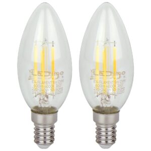 LED line LITE LED Filament Kaarslamp C35 E14 - 5W (vervangt 50W) - 600lm - Ø35mm - 230V - Dimbaar - Energiezuinig - 2 stuks